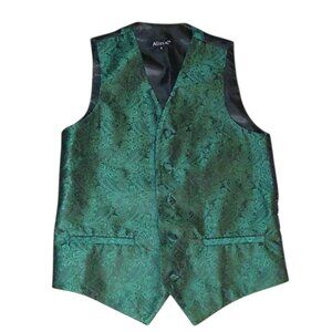 ALIZEAL, SUIT VEST, COLOR: GREEN, BLACK, SIZE: 8